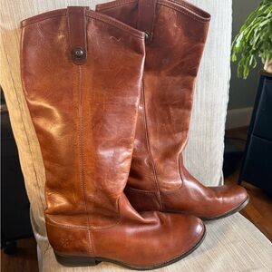 Frye Cognac Leather Heeled Boots
